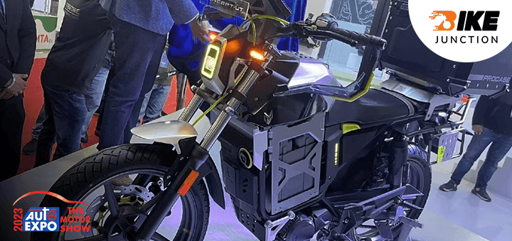 Auto Expo 2023 - 4-Speed Electric Naked And ADV Concepts Bikes Unveiled